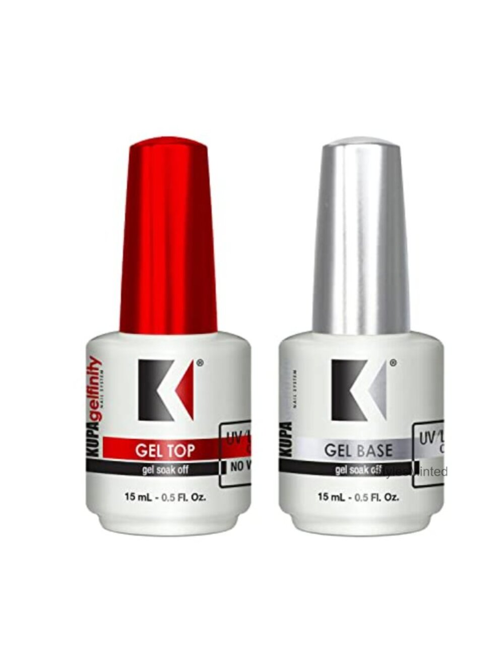 Gel Base Coat & Glossy Top Coat Duo Set No-Wipe Long-Lasting Soak-Off UV/LED